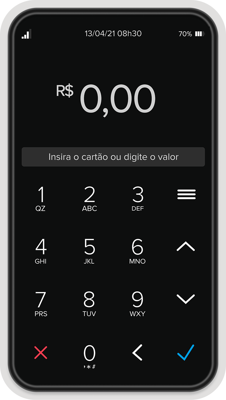 Imagem da Point Air com as opções do menu e economia de bateria